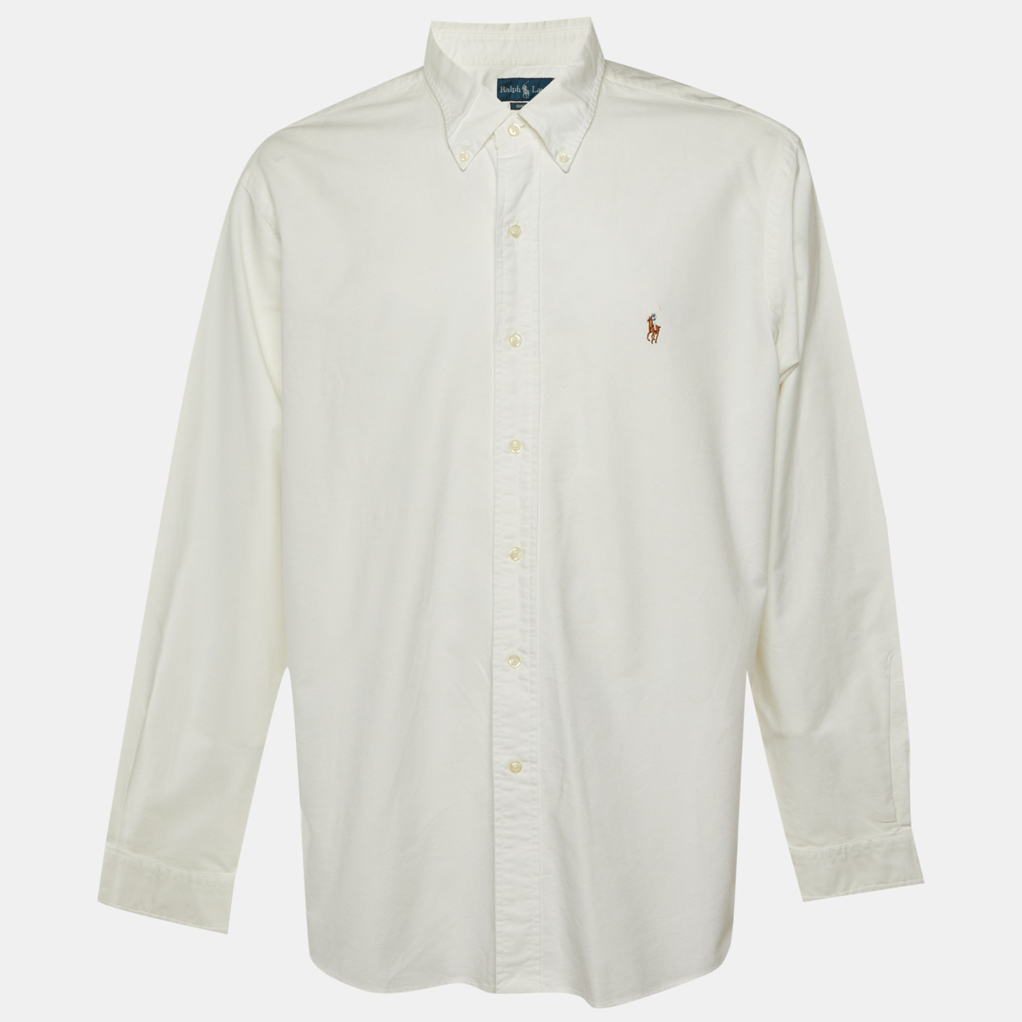 

Ralph Lauren White Cotton Custom Fit Button Down Shirt XXL