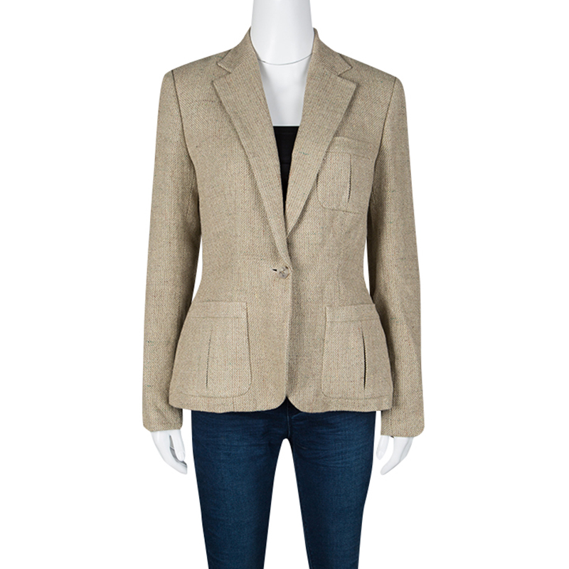 

Ralph Lauren Beige Linen Suede Elbow Patch Detail Blazer