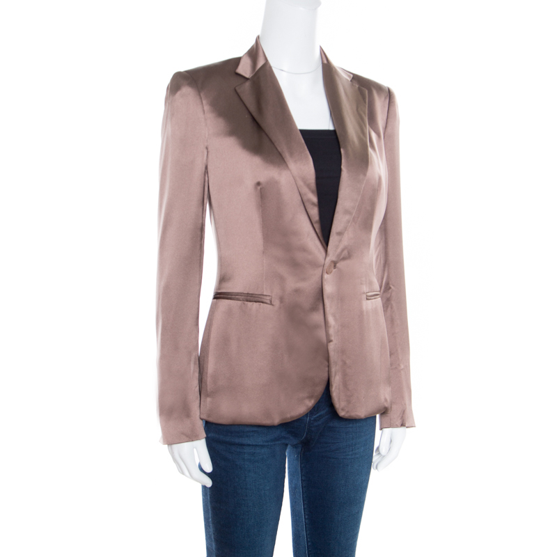 

Ralph Lauren Hazelnut Silk Satin Benita Blazer, Brown