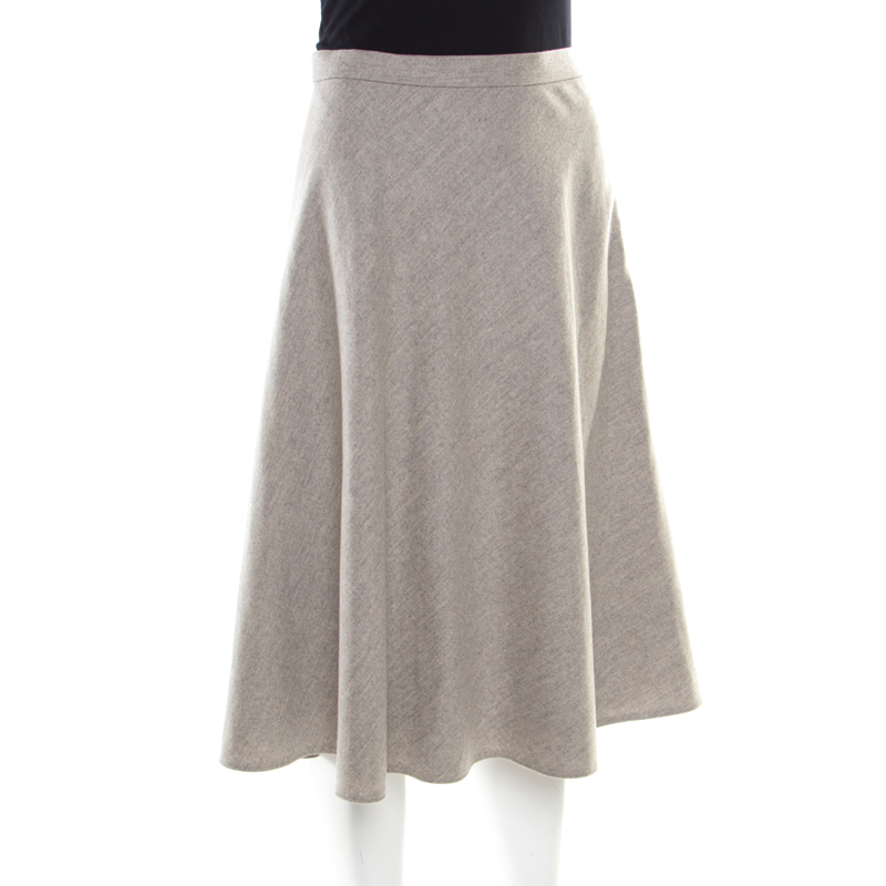 

Ralph Lauren Grey Melange Wool Flared A Line Skirt