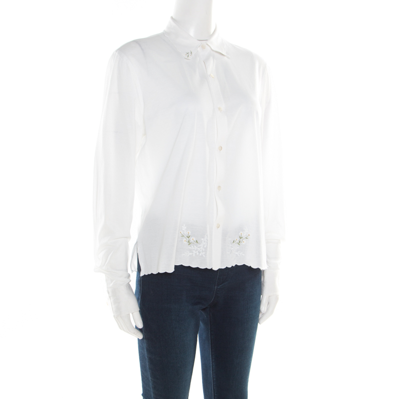 

Ralph Lauren White Cotton Floral Embroidered Long Sleeve Shirt