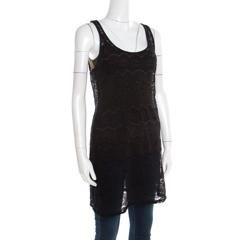 

Ralph Lauren Black Cutout Lace Tank Top