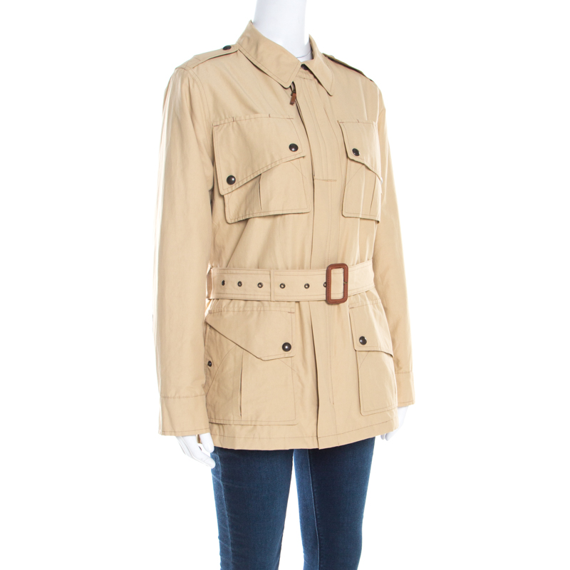 

Ralph Lauren Beige Cotton Canvas Belted Safari Jacket