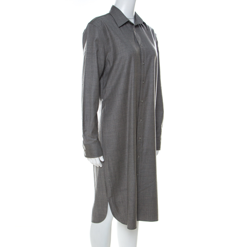

Ralph Lauren Grey Wool Long Sleeve Shirt Dress M