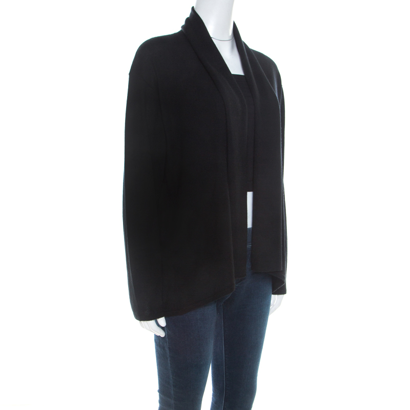 

Ralph Lauren Black Cashmere and Silk Draped Waterfall Cardigan M