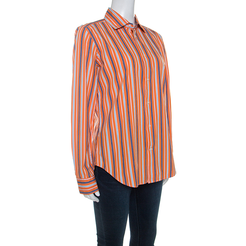 

Ralph Lauren Orange Striped Cotton Slim Fit Nadine Shirt