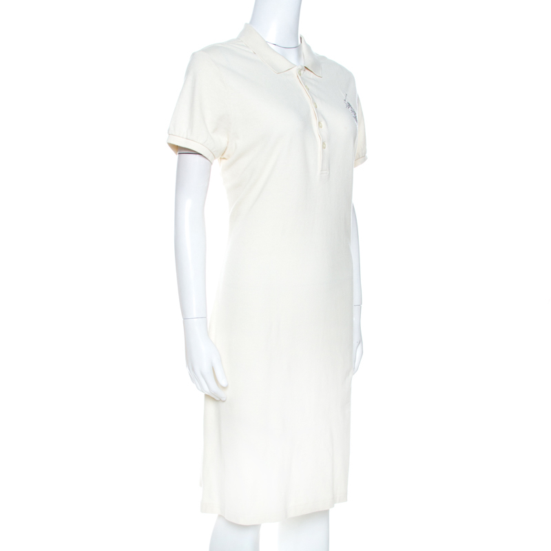

Ralph Lauren Cream Cotton Pique Polo T Shirt Dress