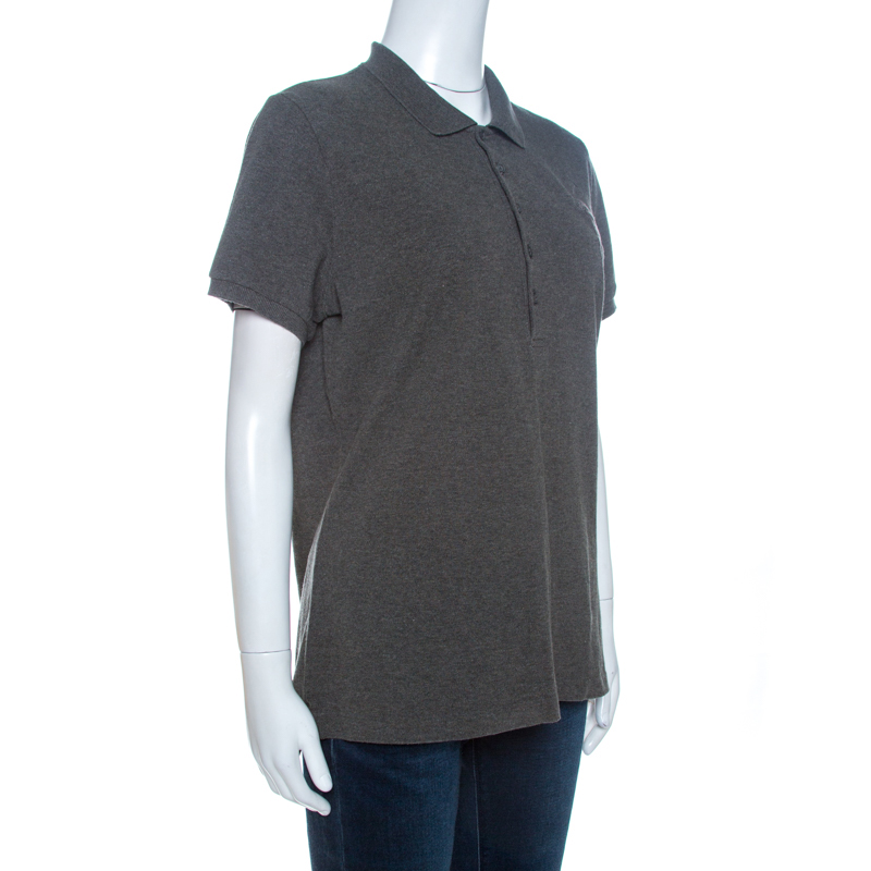 Pre-owned Ralph Lauren Grey Pique Cotton Skinny Polo T-shirt Xl