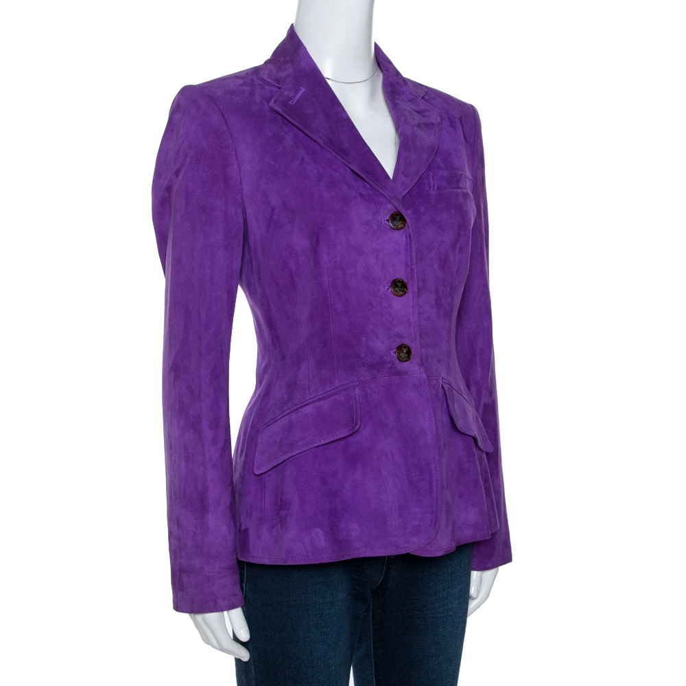 

Ralph Lauren Empire Purple Classic Suede Riding Jacket