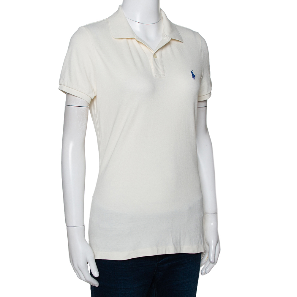 

Ralph Lauren Off White Cotton Pique Slim Fit Polo T-Shirt