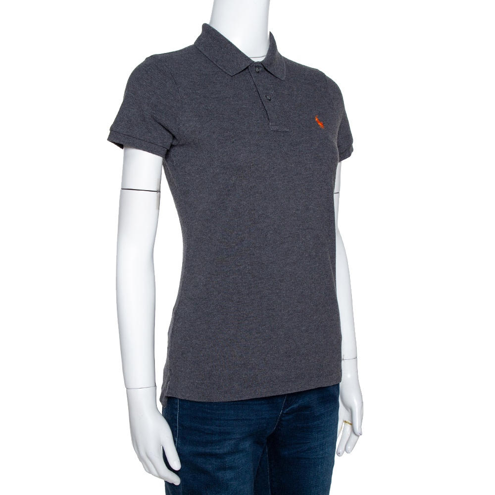 

Ralph Lauren Grey Cotton Pique Skinny Polo T-Shirt