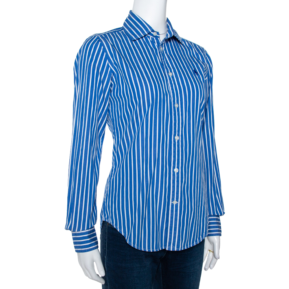 

Ralph Lauren Blue & White Striped Cotton Long Sleeve Shirt