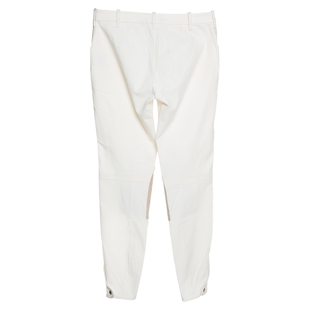 

Ralph Lauren Cream Cotton Suede Patched Slim Fit Pants