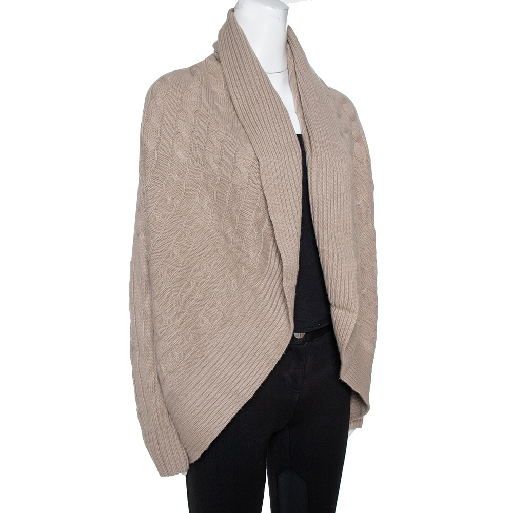 

Ralph Lauren Beige Cashmere Cable Knit Circle Cardigan