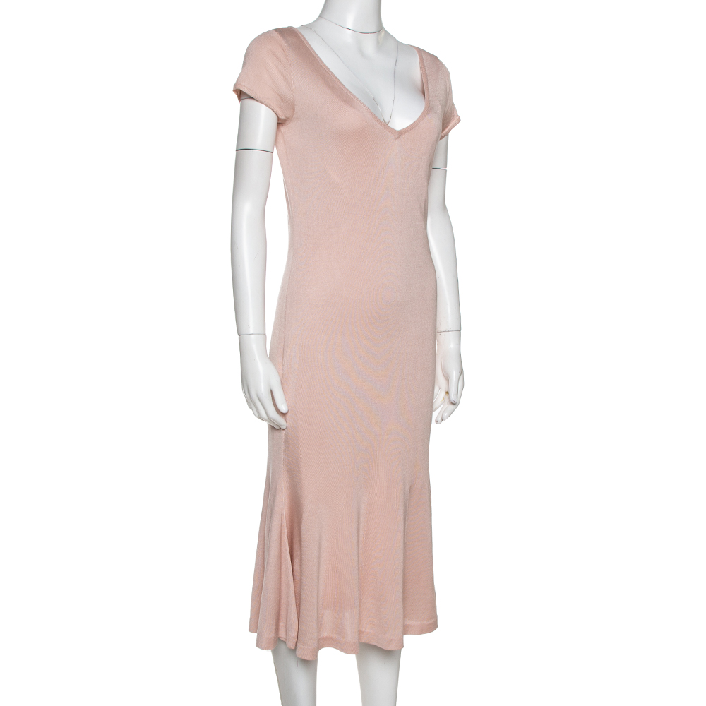 

Ralph Lauren Pink Silk Knit Midi Dress