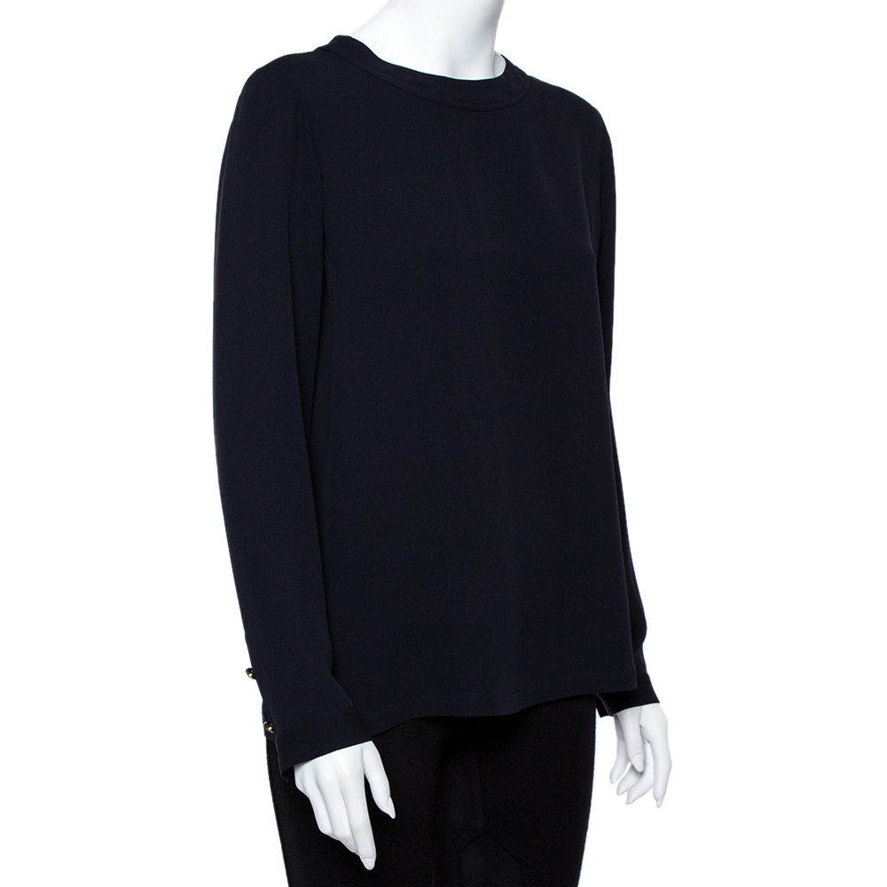 

Ralph Lauren Navy Blue Silk Top