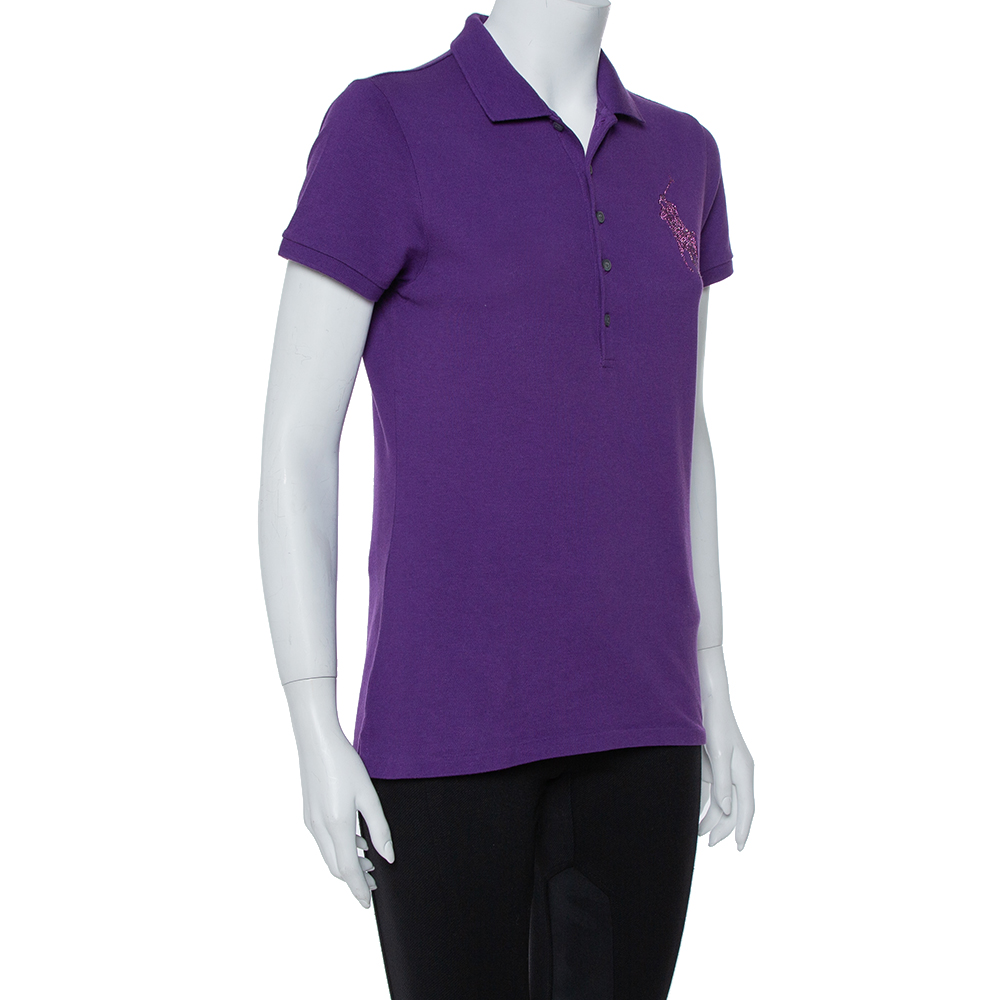 

Ralph Lauren Purple Stone Embellished Logo Detail Polo T-Shirt