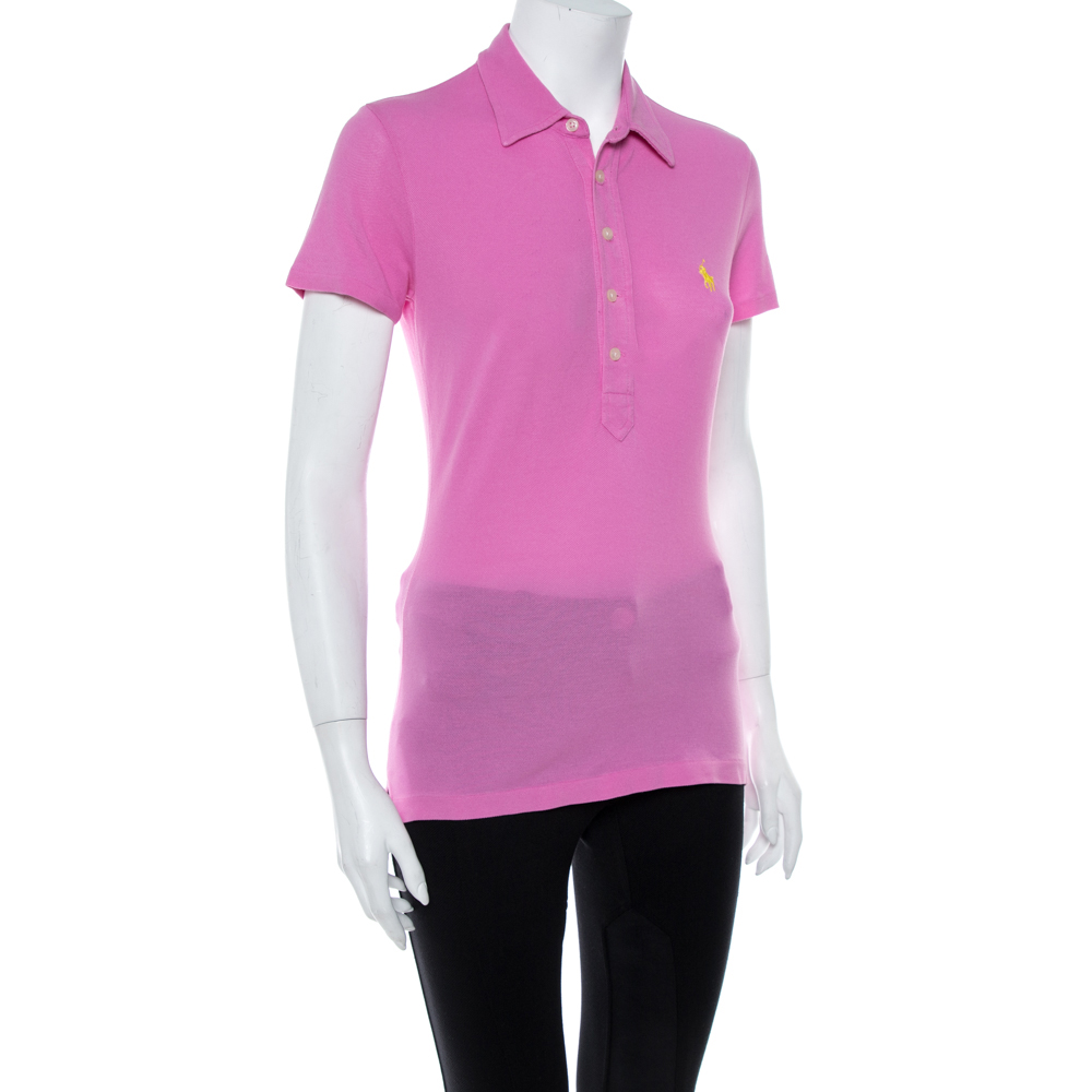 

Ralph Lauren Pink Cotton Pique Polo T Shirt