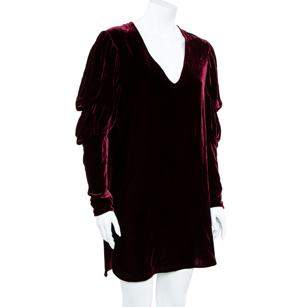 

Ralph Lauren Collection Maroon Velvet Victorian Sleeve Detail Shift Dress, Red