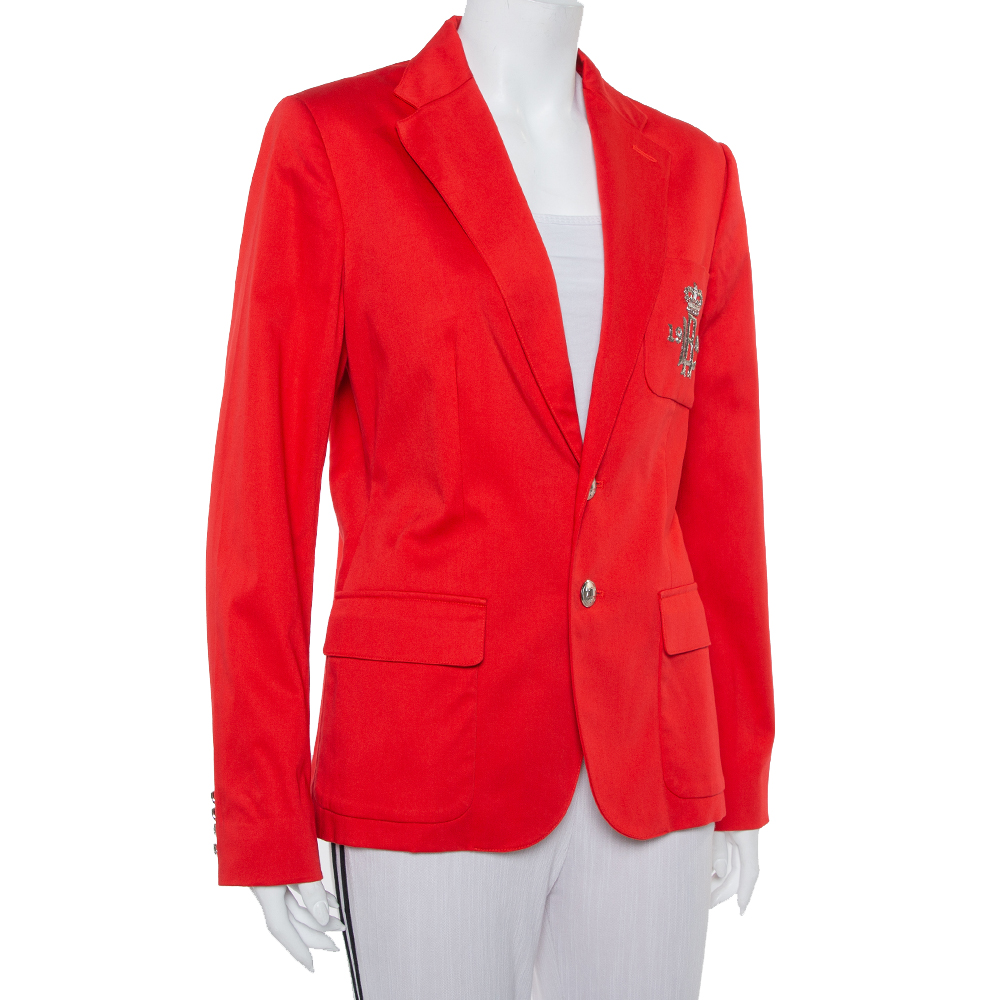 

Ralph Lauren Red Cotton Logo Embroidered Blazer