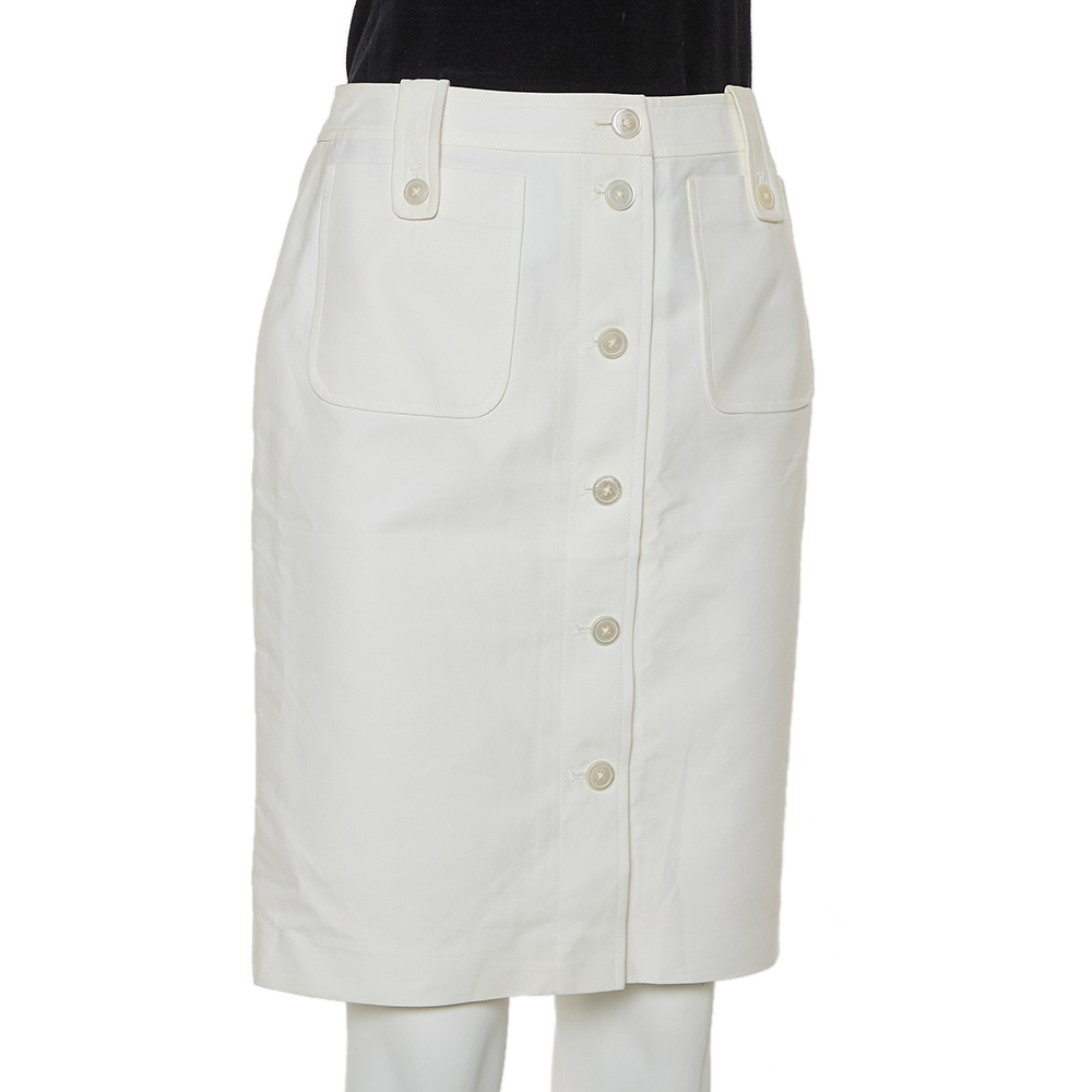

Ralph Lauren Cream Cotton Button Front Skirt