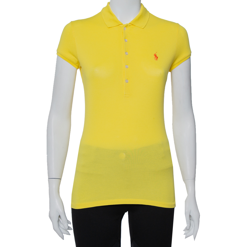 Pre-owned Ralph Lauren Yellow Cotton Pique Polo T-shirt S