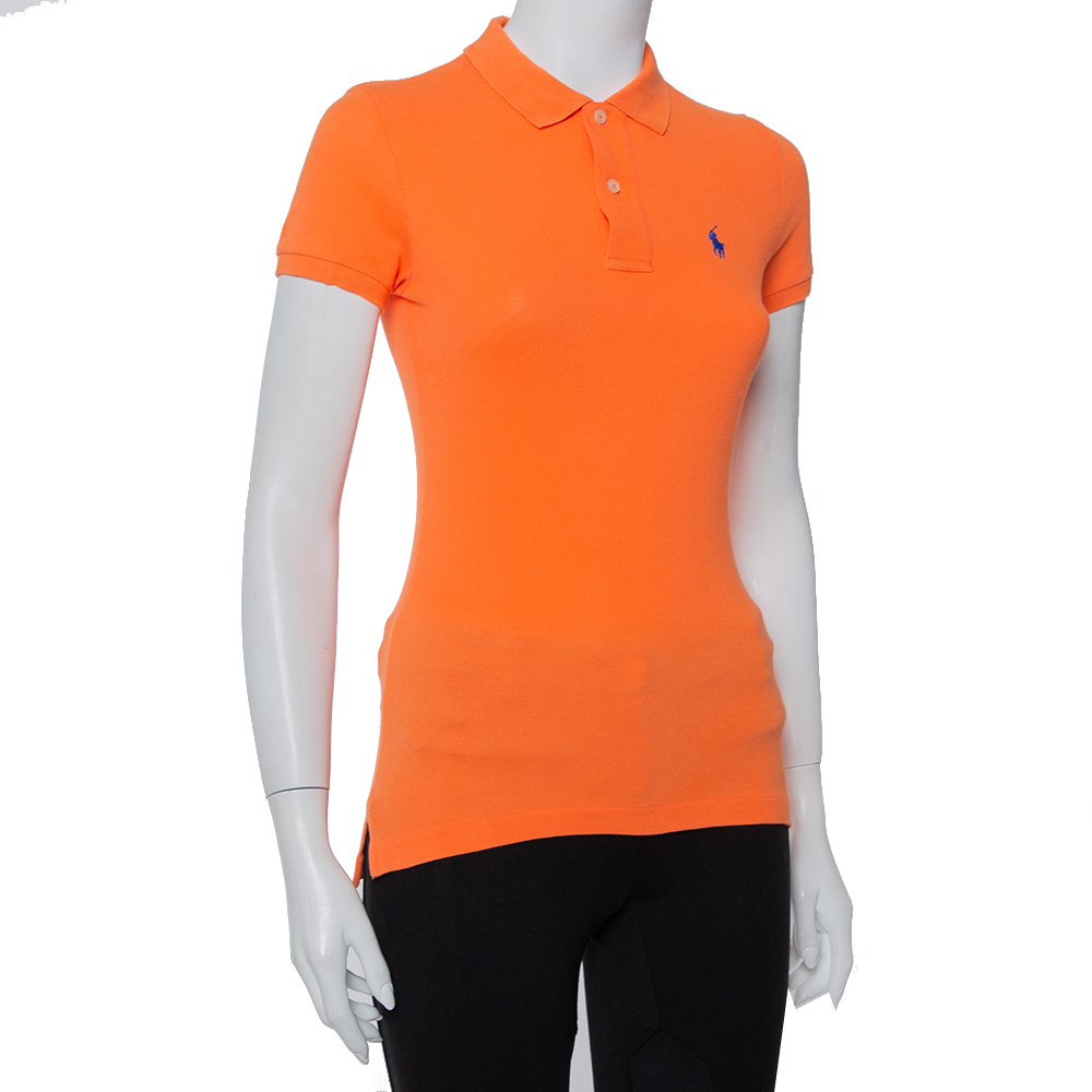 

Ralph Lauren Orange Cotton Pique Skinny Polo T-Shirt