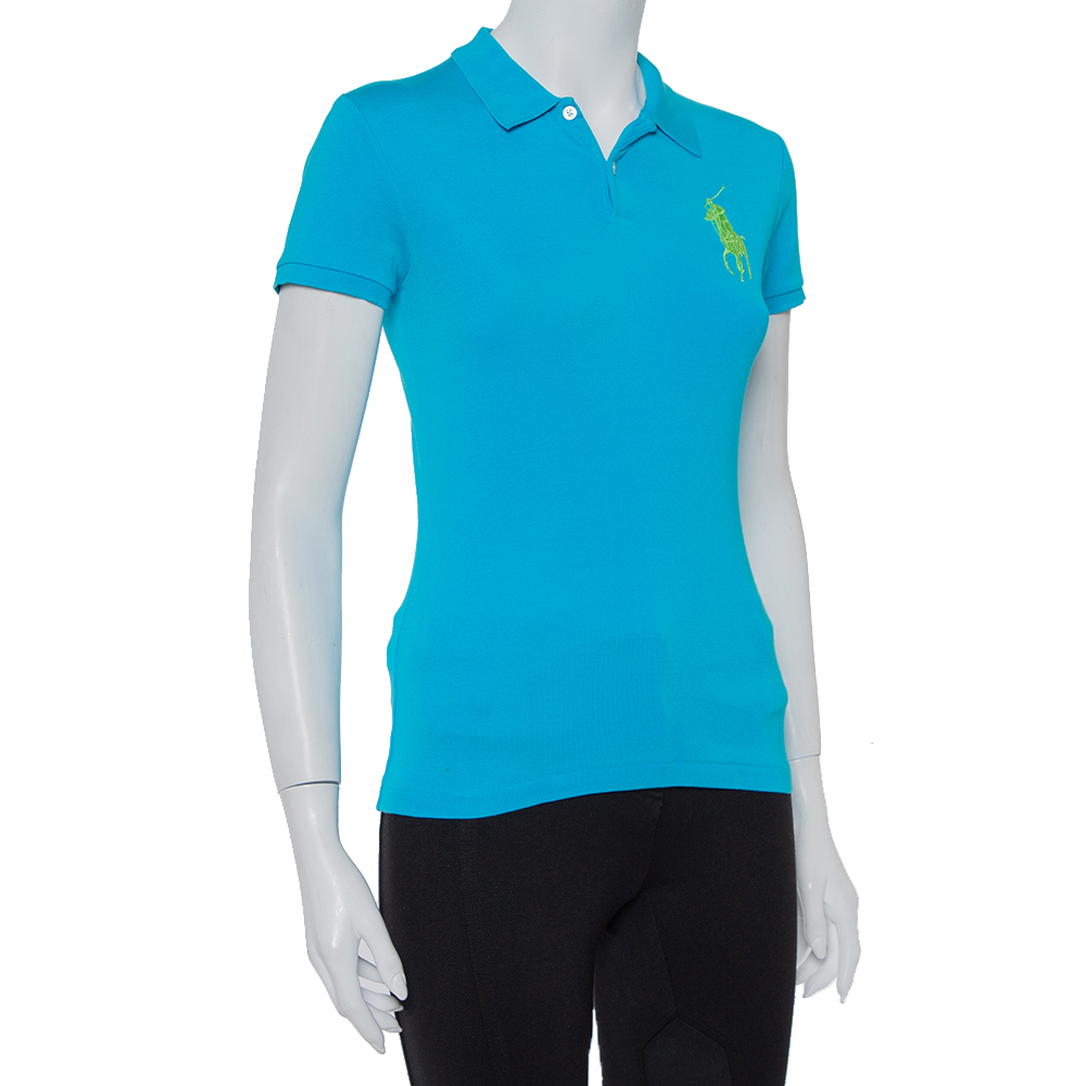 

Ralph Lauren Blue Cotton Knit Slim Fit Polo T-Shirt