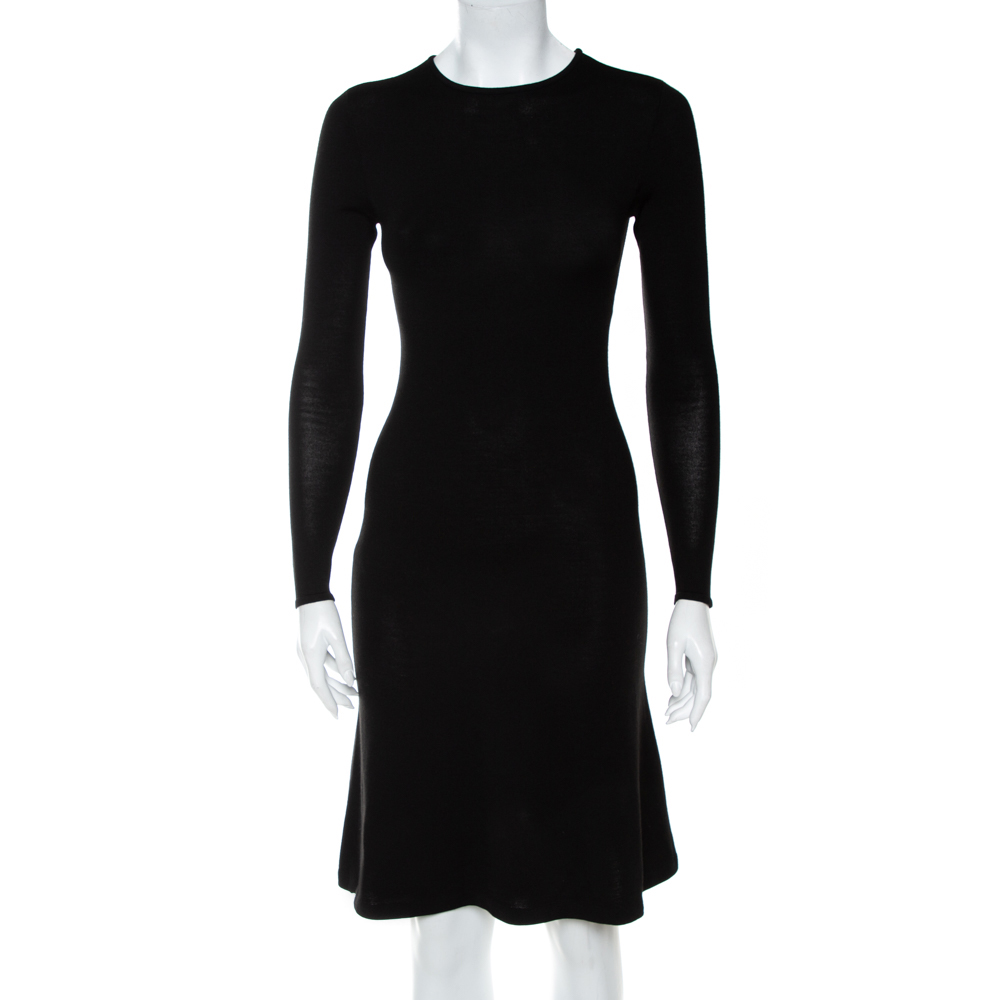 Pre-owned Ralph Lauren Black Wool & Cashmere Sheath Dress S