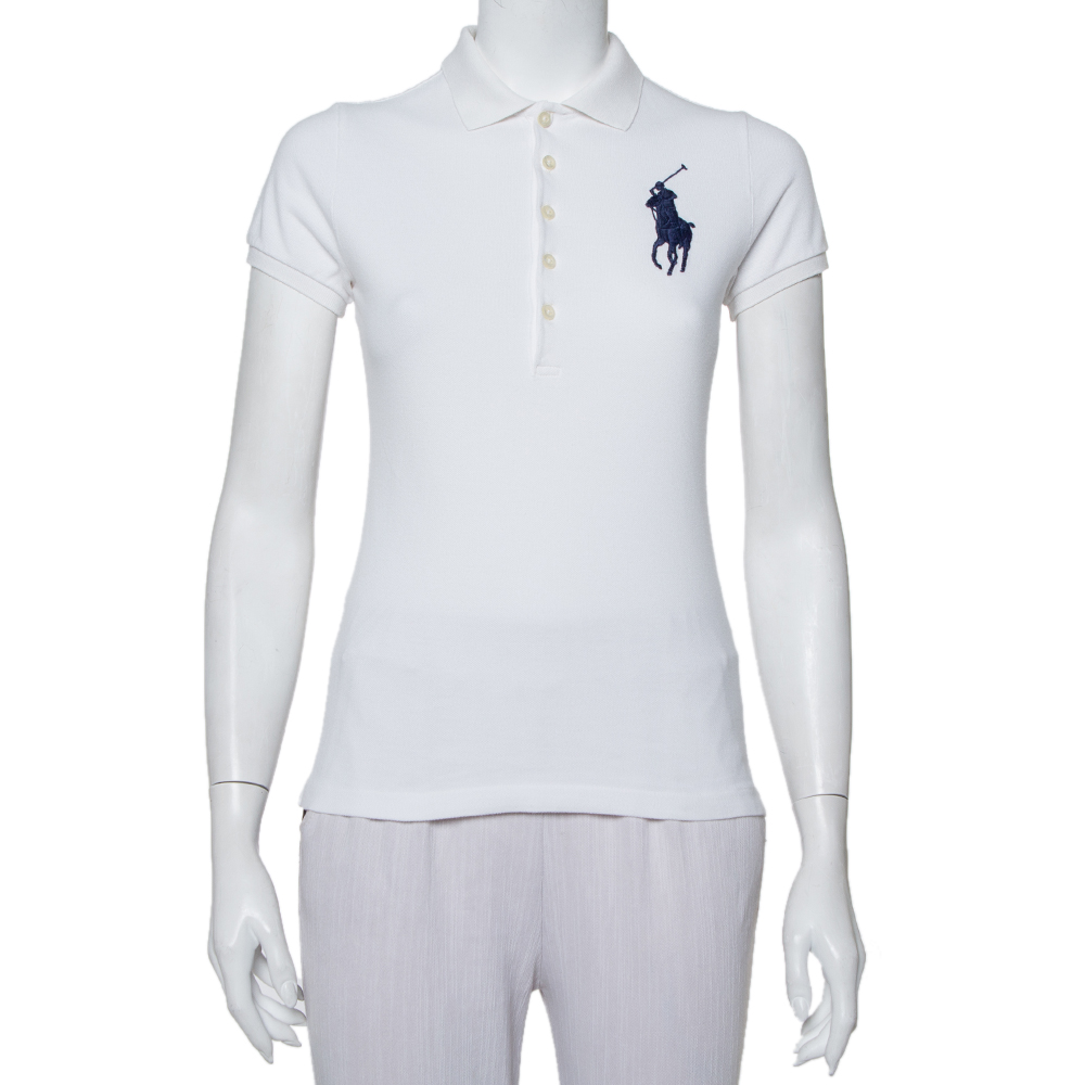 Pre-owned Ralph Lauren White Cotton Pique Skinny Polo T-shirt S