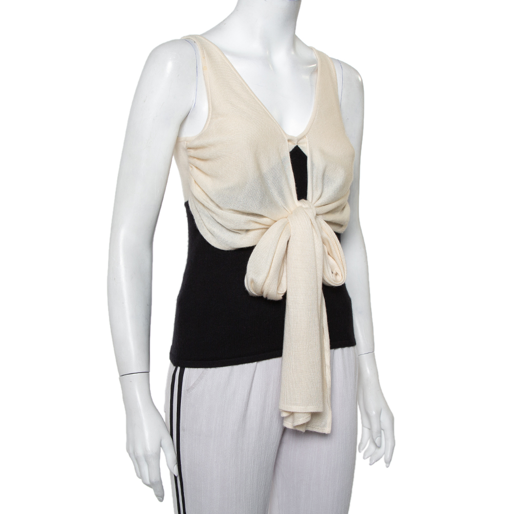 

Ralph Lauren Monochrome Cashmere & Silk Front Tie Detail Sleeveless Top, Cream