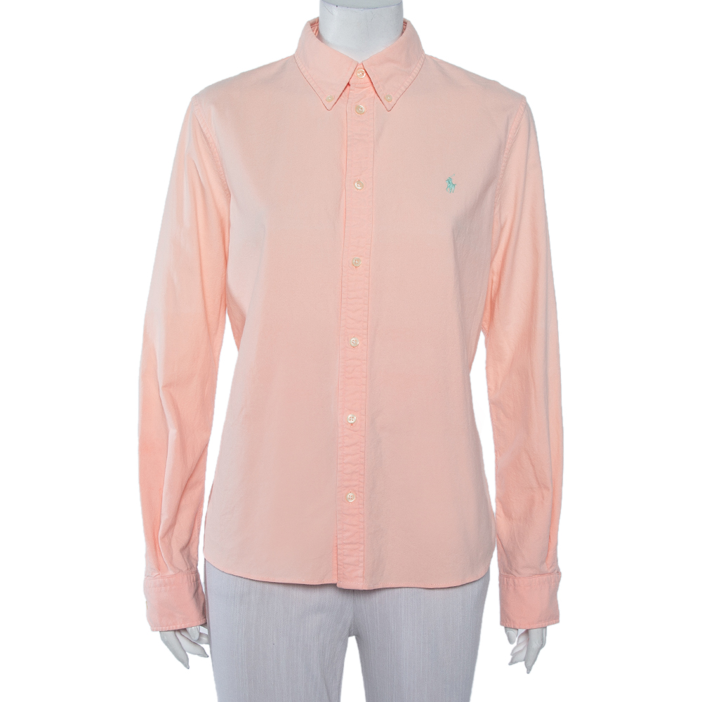 

Ralph Lauren Orange Cotton Button Front Custom Fit Shirt