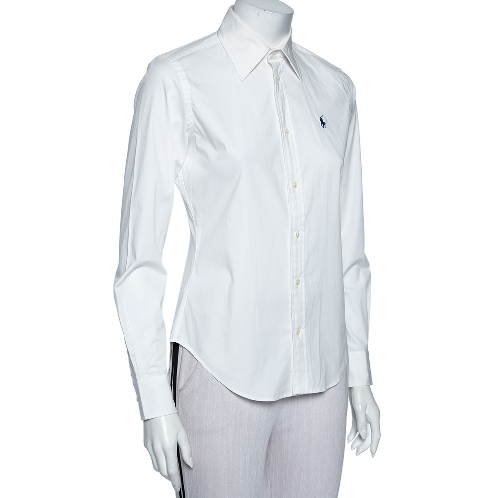 

Ralph Lauren White Cotton Button Front Super Slim Fit Shirt