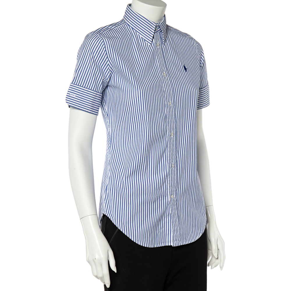 

Ralph Lauren White & Blue Striped Cotton Super Slim Fit Shirt