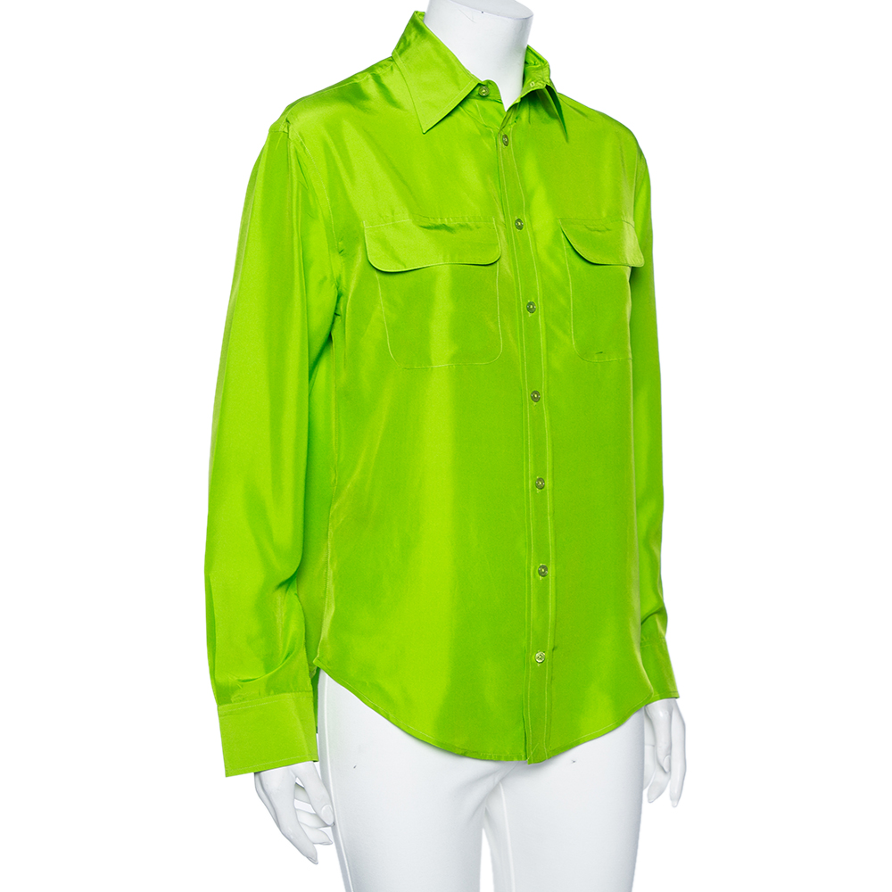 

Ralph Lauren Green Silk Button Front Shirt