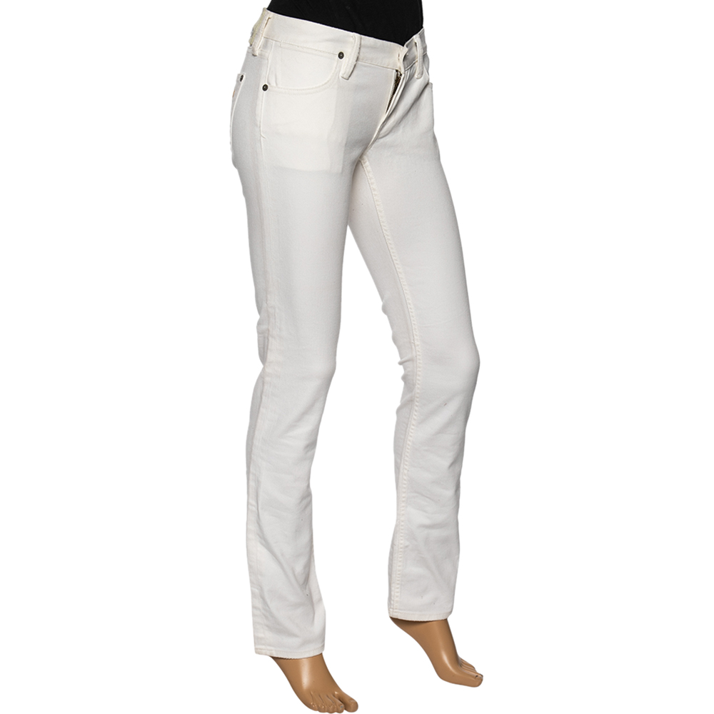 

Ralph Lauren White Denim Logo Embroidered Pocket Detail Jeans
