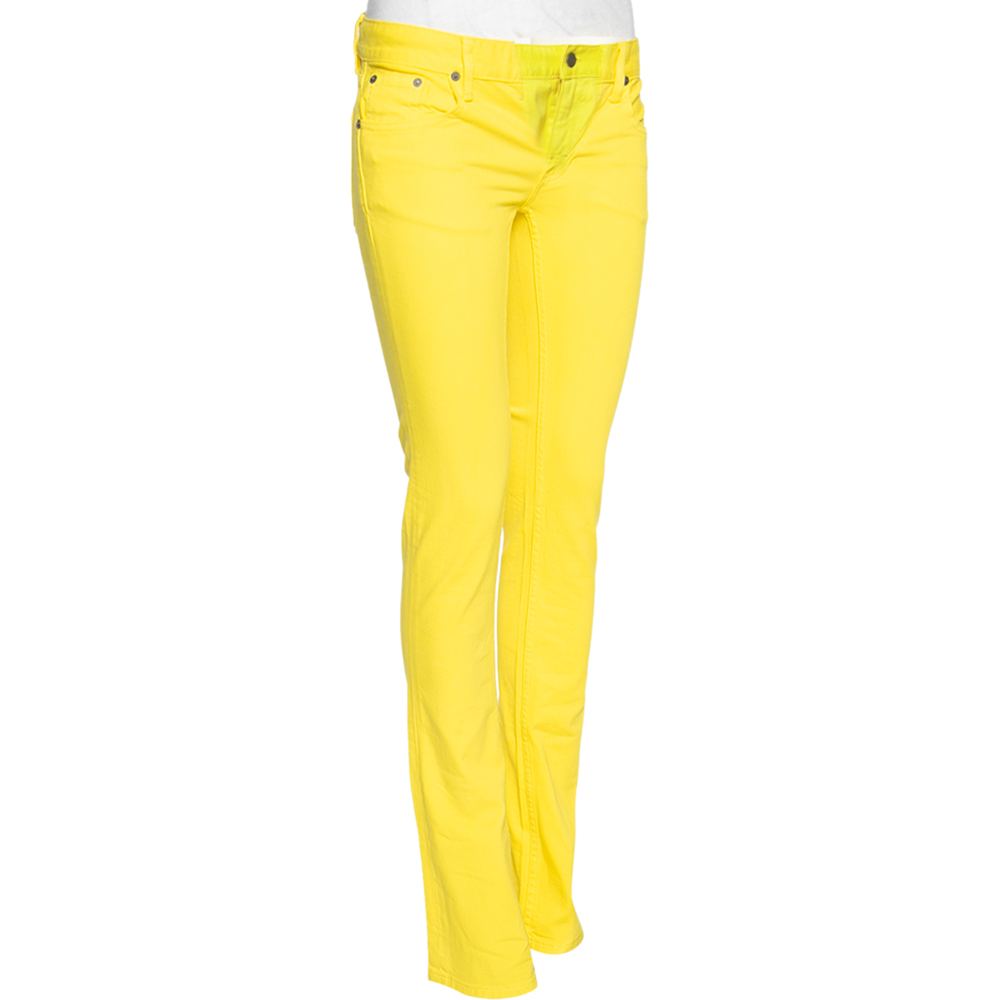 

Ralph Lauren Yellow Denim Embroidered Pocket Detailed Jeans