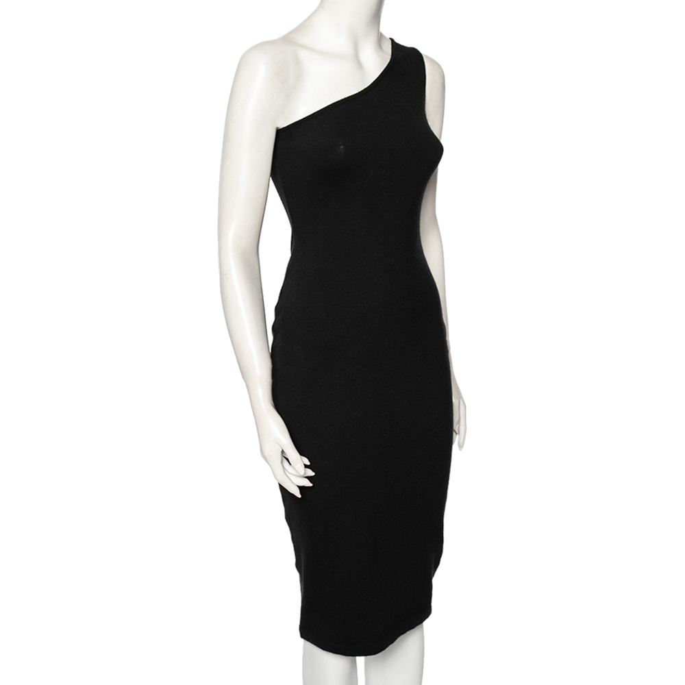 

Ralph Lauren Black Cashmere One Shoulder Sheath Dress