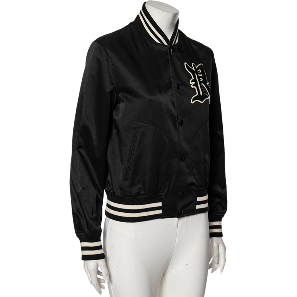 

Ralph Lauren Black Jersey Contrast Trimmed Varsity Jacket
