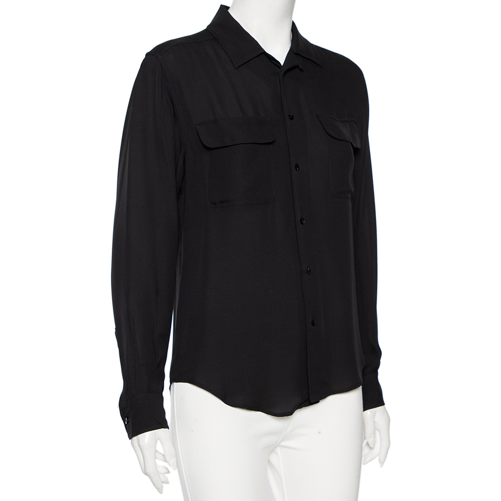 

Ralph Lauren Black Silk Button Front Shirt