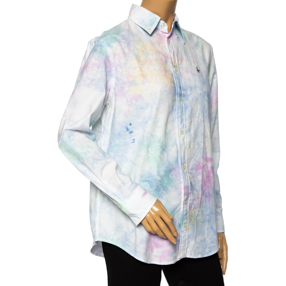 

Ralph Lauren Multicolored Tie Dyed Cotton Button Front Relaxed Fit Shirt, Multicolor