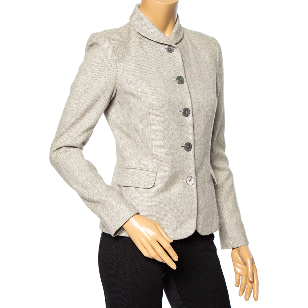 

Ralph Lauren Ecru Cashmere Knit Button Front Jacket, Beige