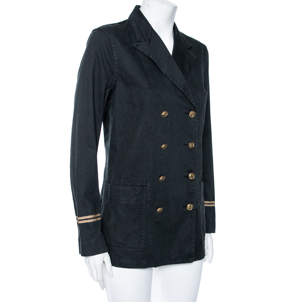 

Ralph Lauren Dark Green Cotton And Linen Double Breasted Jacket