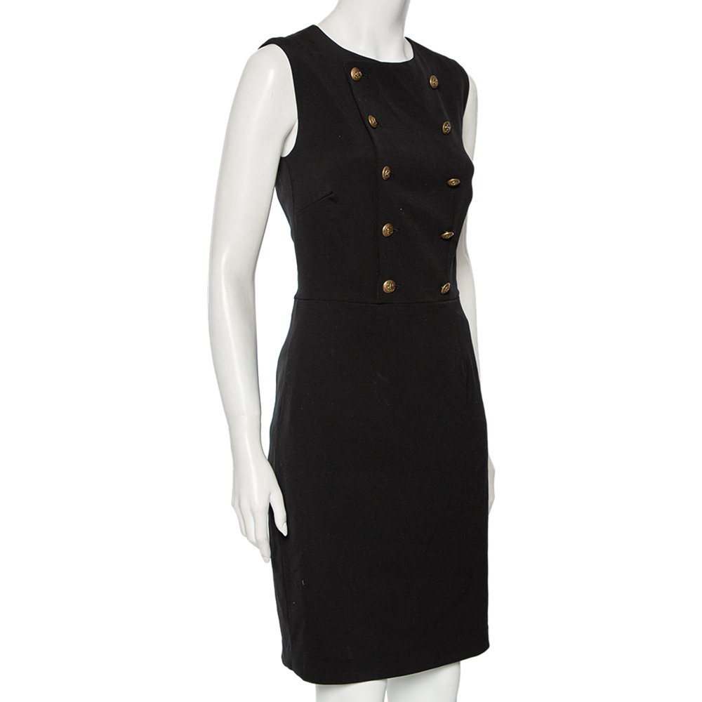 

Polo Ralph Lauren Black Wool Button Detail Sleeveless Dress