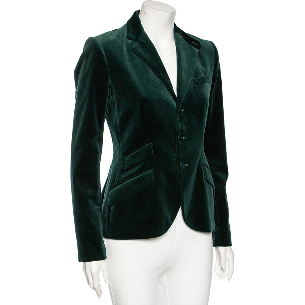 

Ralph Lauren Green Velvet Single Breasted Blazer