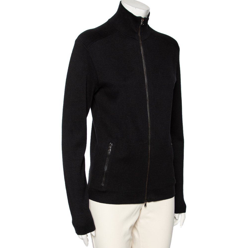 

Ralph Lauren Black Knit Zip Front Jacket