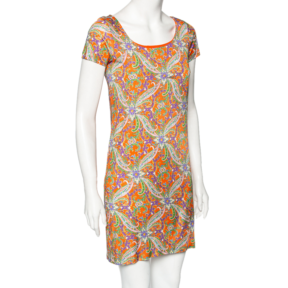 

Ralph Lauren Orange Printed Jersey Short Sleeve Dress