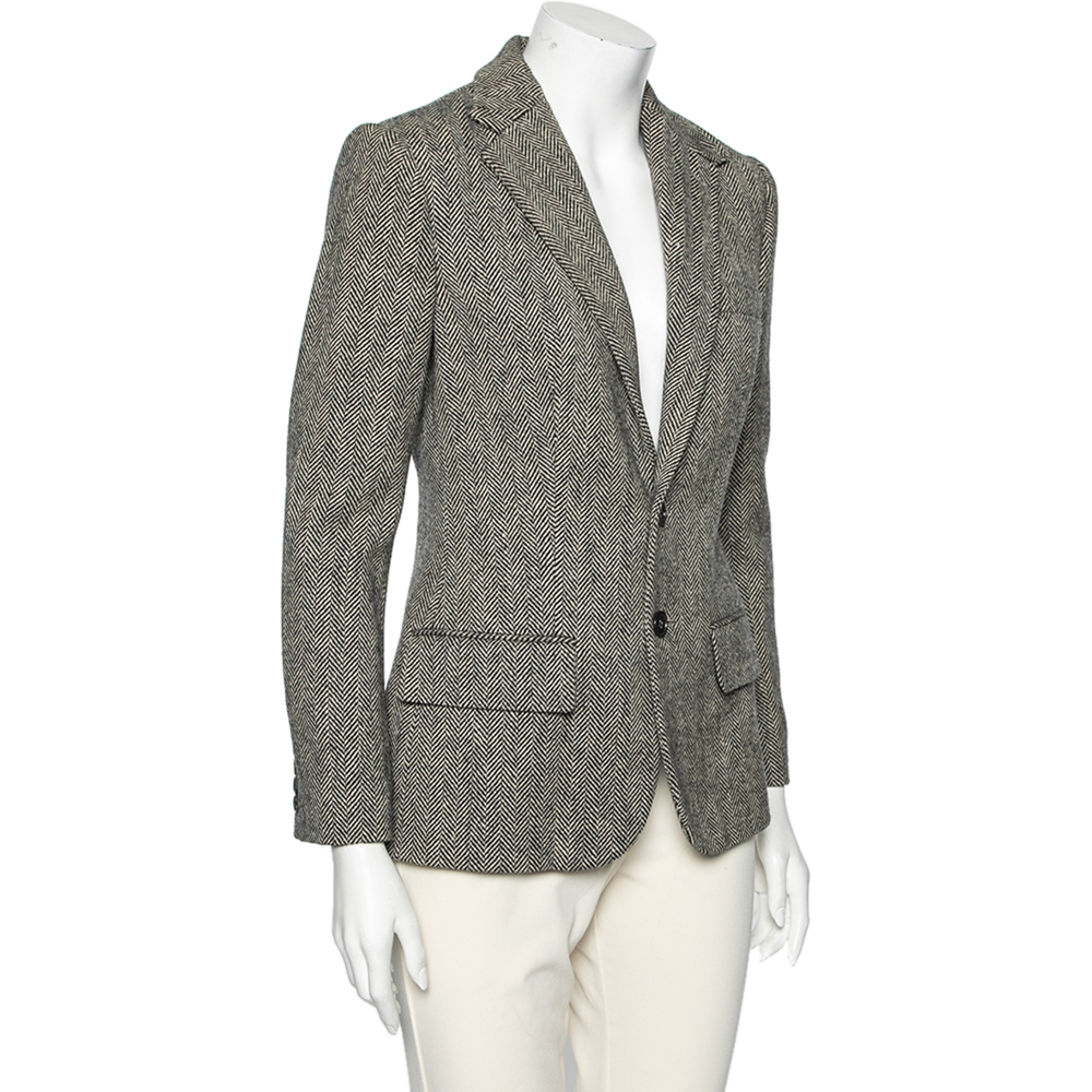 

Ralph Lauren Two Tone Patterned Wool Single Breasted Blazer, Beige