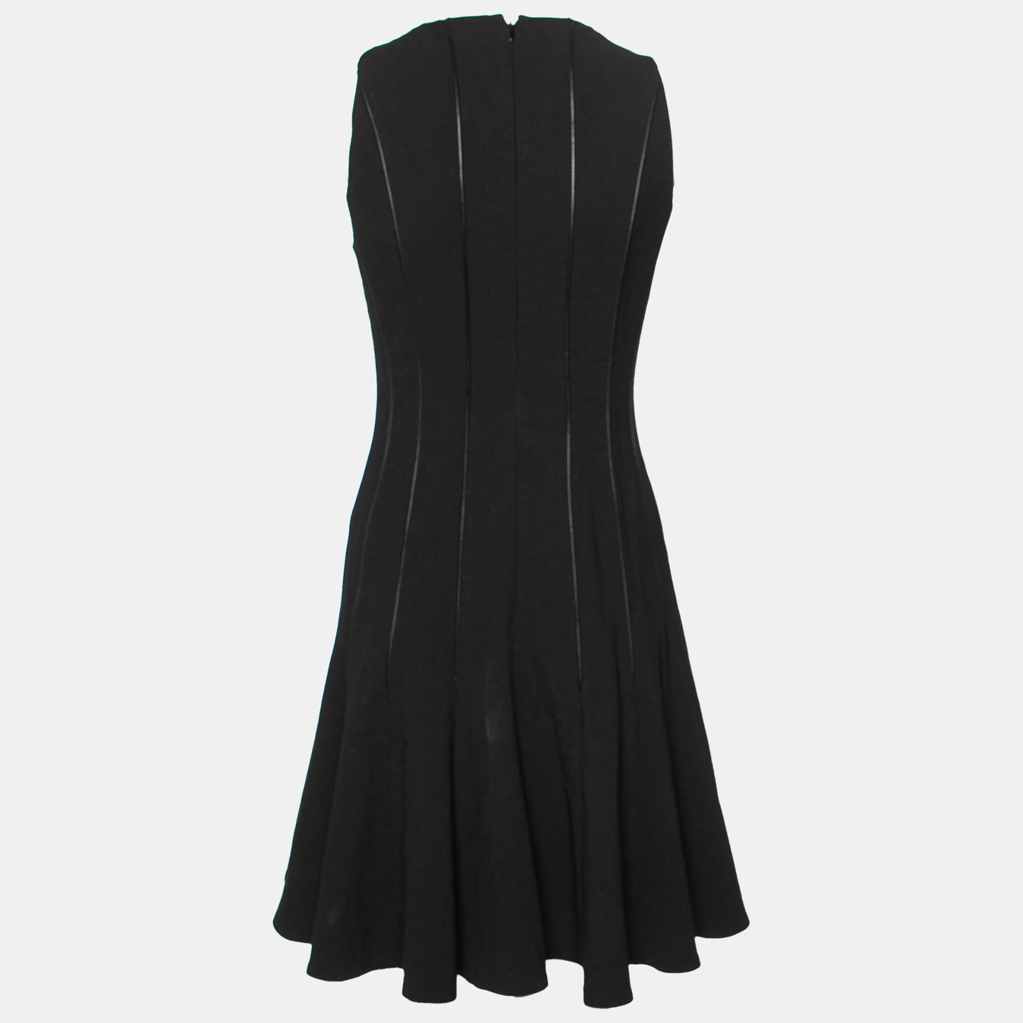 

Ralph Lauren Black Wool Leather Paneled Flared Clarissa Dress