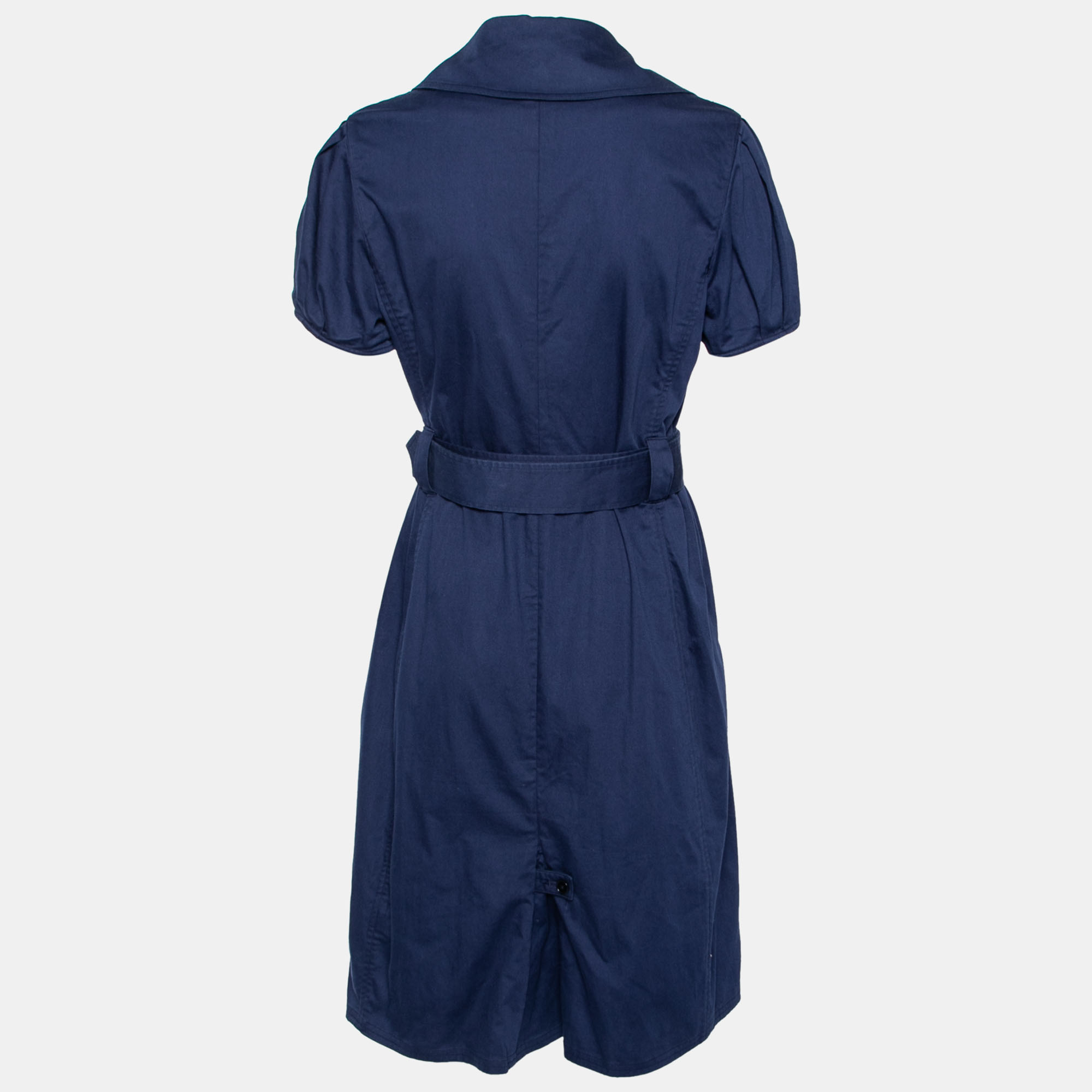 

Ralph Lauren Navy Blue Stretch Cotton Shirt Belted Dress